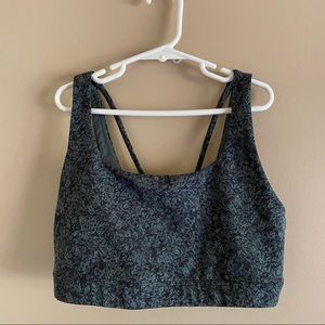 Athleta Green Print Exhale Moonflower Jacquard Bra